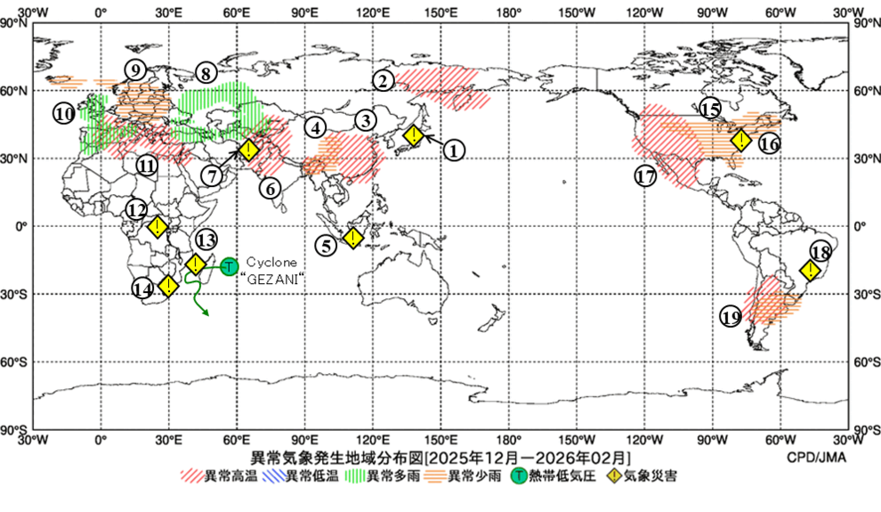 異常気象現象分布図