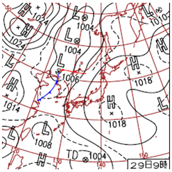 Weather chart at 00UTC, 29 August 2010