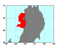 秋田県沿岸(131)の海域範囲の図