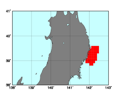 岩手県南部沿岸(133)の海域範囲の図