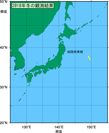 北海道周辺・日本東方(2018年冬季)の観測線図