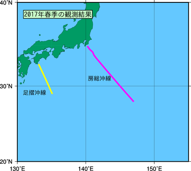 日本南方(2017年春季)の観測線図