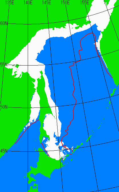 2015年2月15日のオホーツク海の海氷域