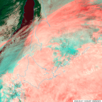 オホーツク海南部の衛星画像のイメージ