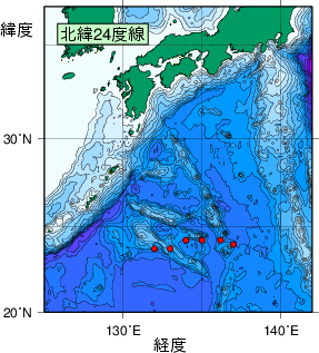 九州・沖縄海域測線図