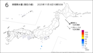 6時間降水量(現在の値)の分布図
