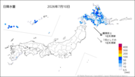 10日の日降水量の分布図