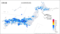 28日の日降水量の分布図