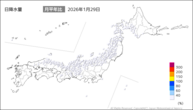 29日の日降水量の分布図