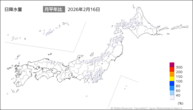 16日の日降水量の分布図