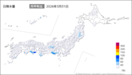 31日の日降水量の分布図