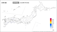8日の日降水量の分布図