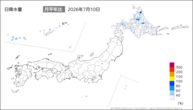 10日の日降水量の分布図