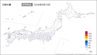 10日の日降水量の分布図