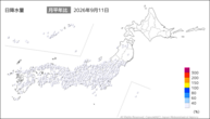 11日の日降水量の分布図