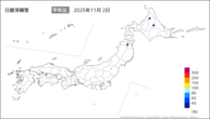 日最深積雪平年比の分布図
