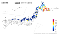 日最深積雪平年比の分布図