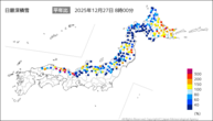 日最深積雪平年比の分布図