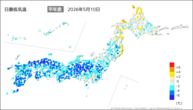 10日の最低気温平年差の分布図