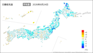 24日の最低気温平年差の分布図