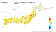 今日の最低気温平年差の分布図