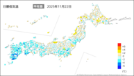 一昨日の最低気温平年差の分布図