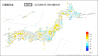 今日の最低気温前日差の分布図