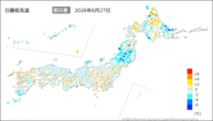 今日の最低気温前日差の分布図