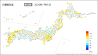 一昨日の最低気温前日差の分布図