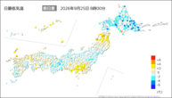 今日の最低気温前日差の分布図