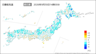 今日の最低気温前日差の分布図