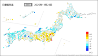 一昨日の最低気温前日差の分布図