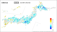 昨日の最低気温前日差の分布図