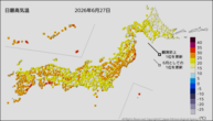 今日の最高気温の分布図