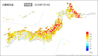 一昨日の最高気温平年差の分布図