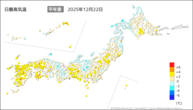 一昨日の最高気温平年差の分布図