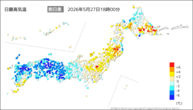 今日の最高気温前日差の分布図
