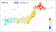 一昨日の最高気温前日差の分布図