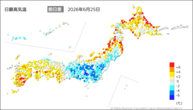一昨日の最高気温前日差の分布図