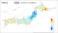 今日の最高気温前日差の分布図