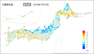 昨日の最高気温前日差の分布図