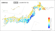 今日の最高気温前日差の分布図