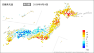 一昨日の最高気温前日差の分布図