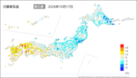 17日の最高気温前日差の分布図