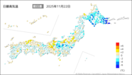 一昨日の最高気温前日差の分布図