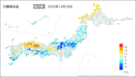 18日の最高気温前日差の分布図