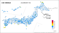 一昨日の最大瞬間風速の分布図