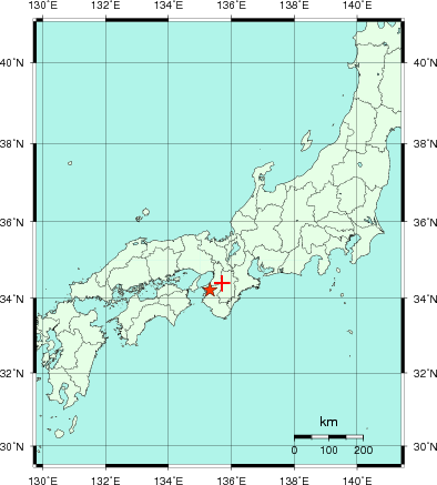 推定した震源の位置