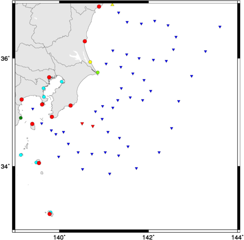 関東地方の津波観測点の地図