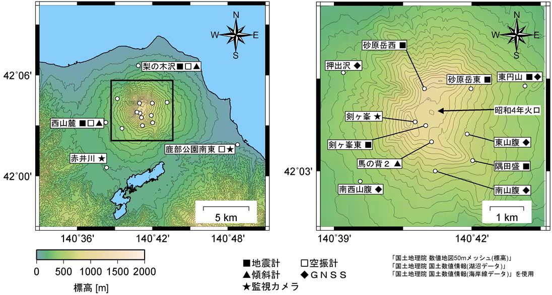北海道駒ヶ岳 常時観測点配置